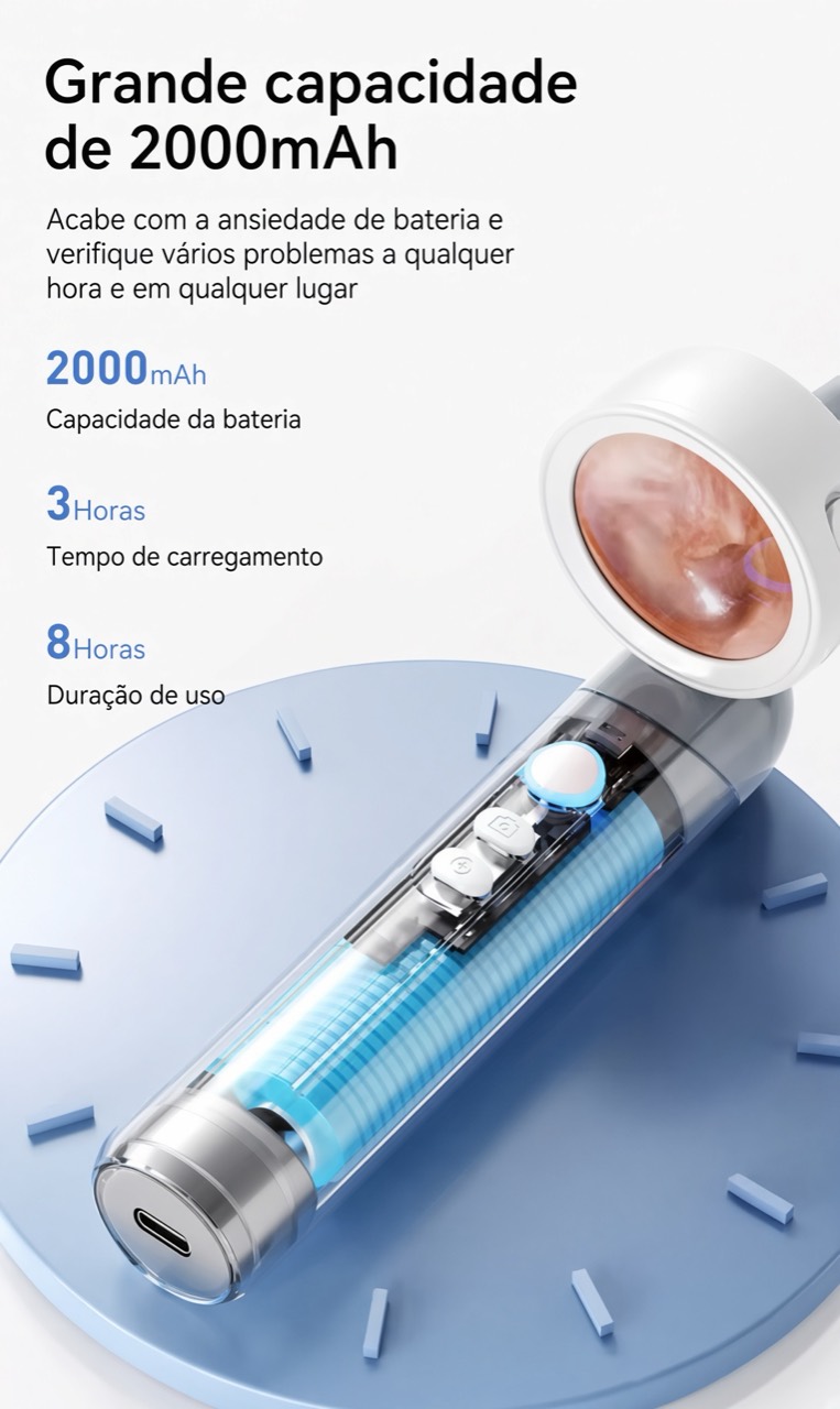 Representação da bateria de 2000 mAh integrada ao otoscópio TAZZI