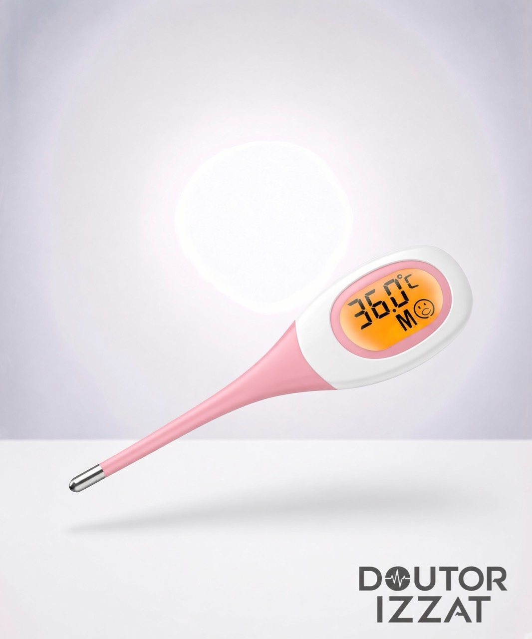 Termômetro digital de contato rosa